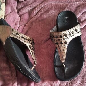 Fitflop Biker Chick Bronze and Black Women's Sandals